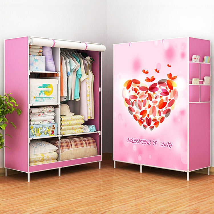ELECTROPRIME Non-woven Fabric Frame Reinforcement Wardrobe DIY Assembly Storage Organizer Detachable Clothing Furniture Shelf(Heart)