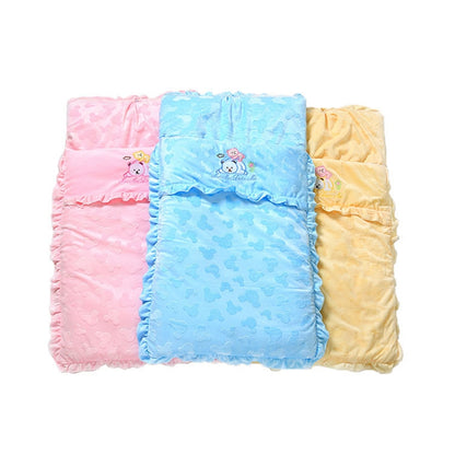 ELECTROPRIME Autumn and Winter Models Thicken Baby Sleeping Bag Cartoon Embroidery Baby Stroller Accessories(Blue)