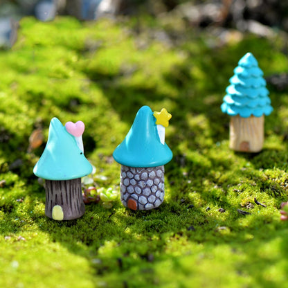 ELECTROPRIME 2 PCS Cartoon Tree House Moss Micro-landscape Fleshy Ornaments Jewelry, Random Style Delivery