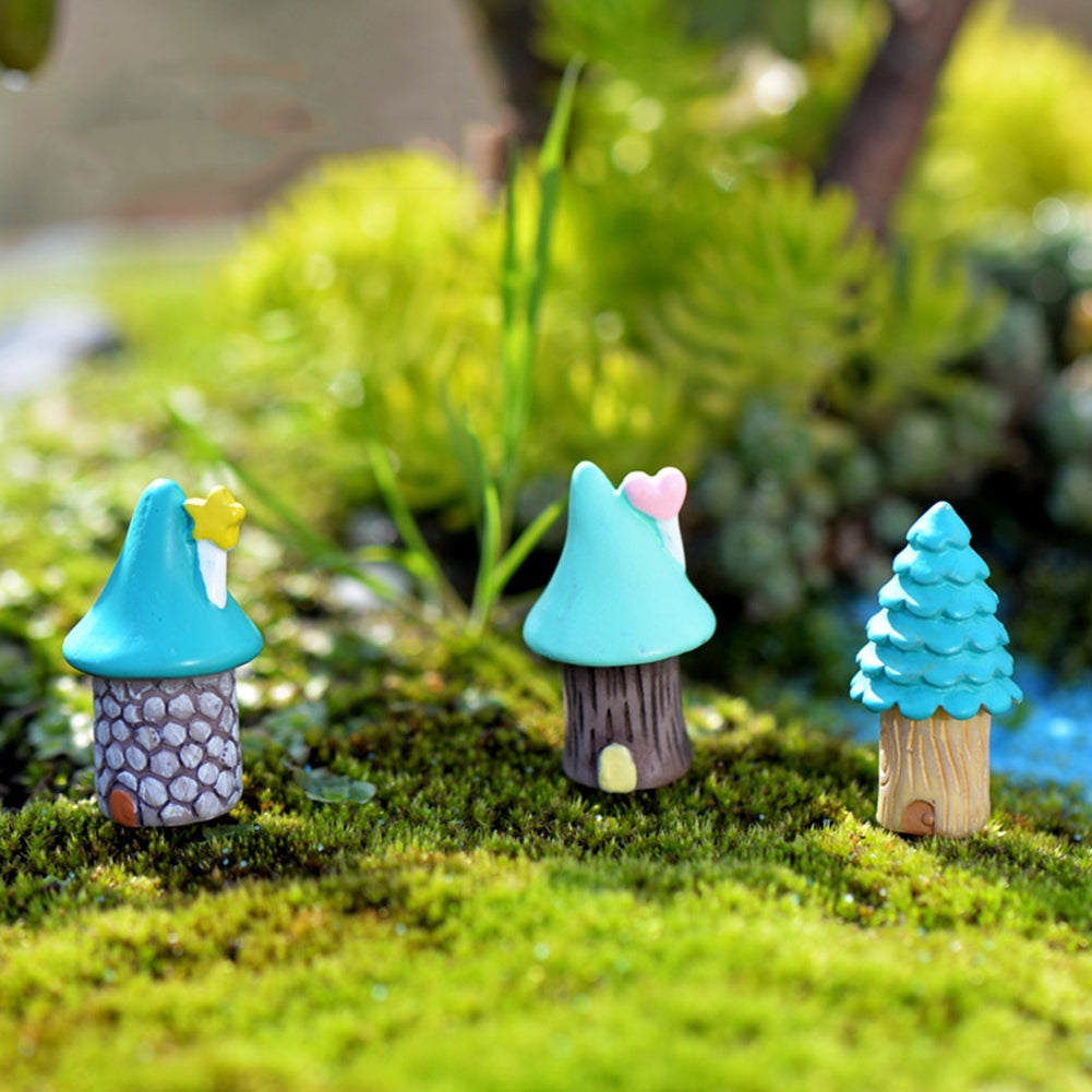 ELECTROPRIME 2 PCS Cartoon Tree House Moss Micro-landscape Fleshy Ornaments Jewelry, Random Style Delivery