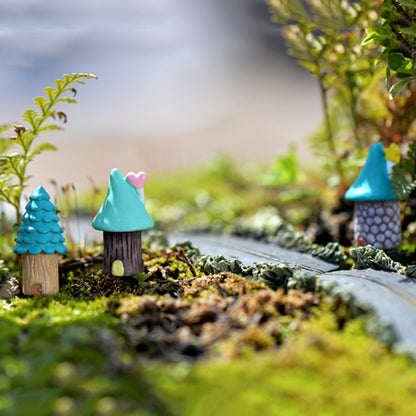 ELECTROPRIME 2 PCS Cartoon Tree House Moss Micro-landscape Fleshy Ornaments Jewelry, Random Style Delivery