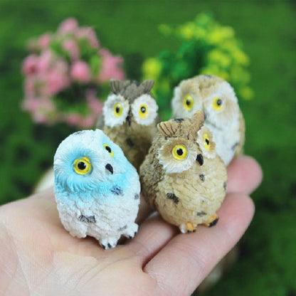 ELECTROPRIME 4 PCS/Set Mini Simulation Owl Gardening Decorative Animal Ornaments