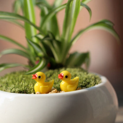ELECTROPRIME 5 PCS Mini Doll House Accessories Resin Three-dimensional Small Yellow Duck Plant Decoration