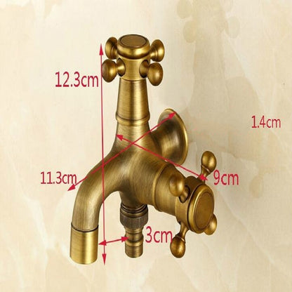 ELECTROPRIME Copper Antique Washing Machine Faucet one Point two Pairs Single Cold 4 Points Faucet