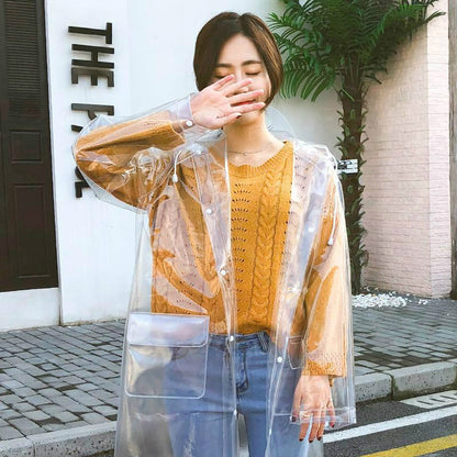 ELECTROPRIME Stylish Portable Outdoor Transparent EVA Raincoat, Size:L (Transparent General)