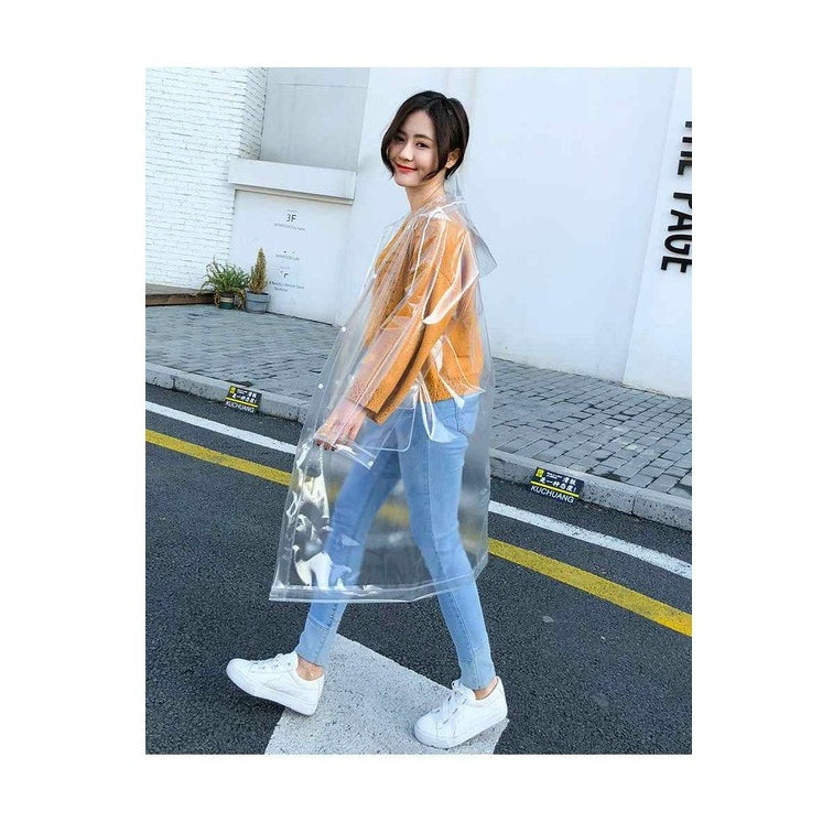 ELECTROPRIME Stylish Portable Outdoor Transparent EVA Raincoat, Size:L (Transparent General)