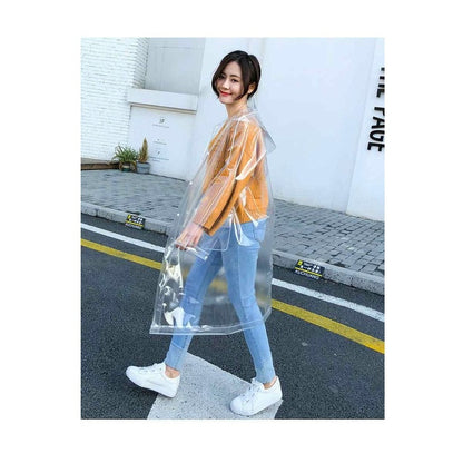 ELECTROPRIME Stylish Portable Outdoor Transparent EVA Raincoat, Size:L (Transparent General)