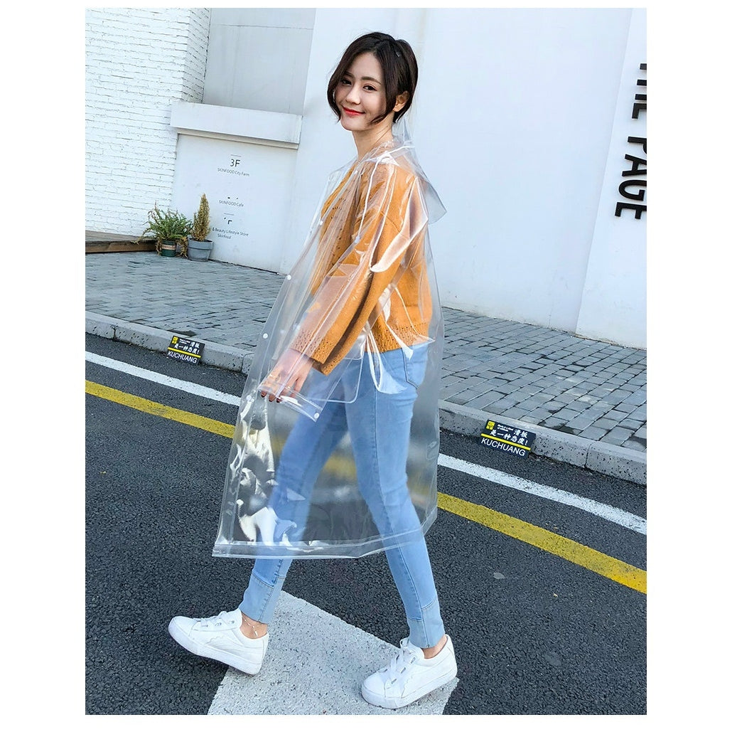 ELECTROPRIME Stylish Portable Outdoor Transparent EVA Raincoat, Size:L (Transparent General)