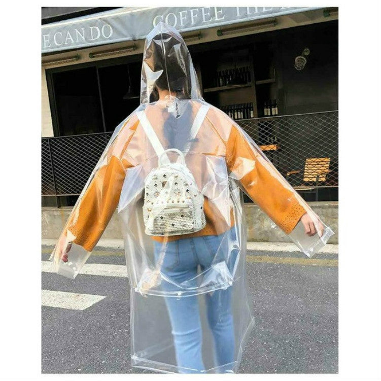 ELECTROPRIME Stylish Portable Outdoor Transparent EVA Raincoat, Size:L (Transparent With Backpack)