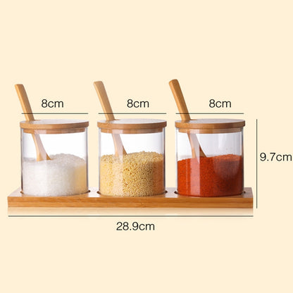 ELECTROPRIME Creative Borosilicate Transparent Seasoning Jar Kitchen Supplies Spoon