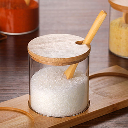 ELECTROPRIME Creative Borosilicate Transparent Seasoning Jar Kitchen Supplies Single Glass Jar