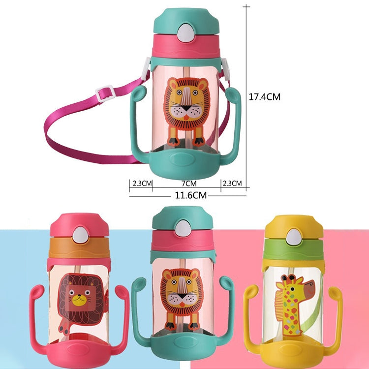 ELECTROPRIME 400 ml Baby Bottle Silicone Children's Drink Cup Bouncing Opening with Handle with Cartoon Pattern Baby Drinking Cup(Green)