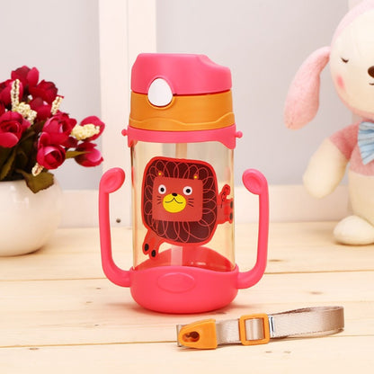 ELECTROPRIME 400 ml Baby Bottle Silicone Children's Drink Cup Bouncing Opening with Handle with Cartoon Pattern Baby Drinking Cup(Red)