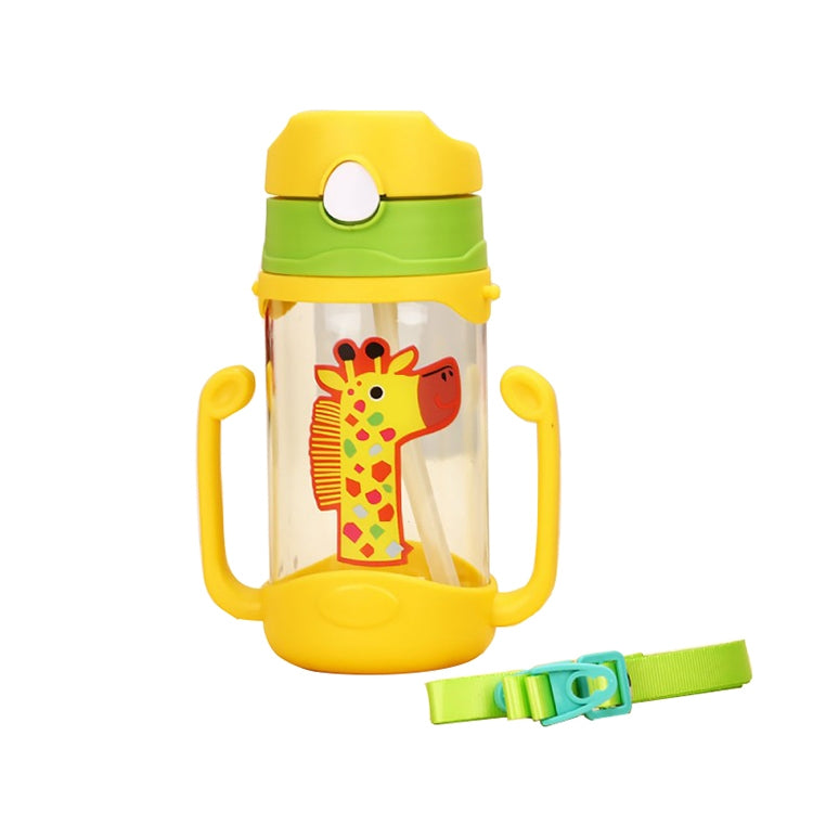 ELECTROPRIME 400 ml Baby Bottle Silicone Children's Drink Cup Bouncing Opening with Handle with Cartoon Pattern Baby Drinking Cup(Yellow)
