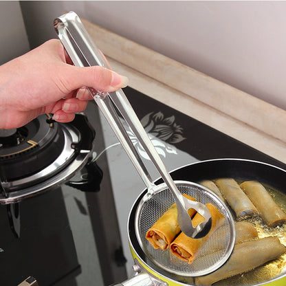 ELECTROPRIME Stainless Steel Fried Food Drain Net Spoon with Clip
