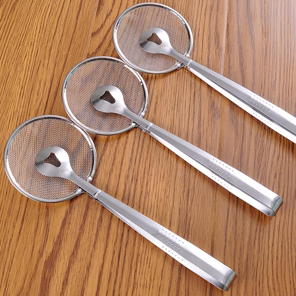 ELECTROPRIME Stainless Steel Fried Food Drain Net Spoon with Clip