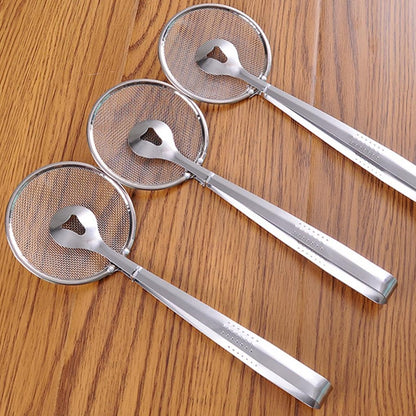 ELECTROPRIME Stainless Steel Fried Food Drain Net Spoon with Clip