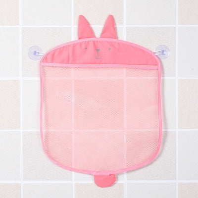 ELECTROPRIME Cartoon Wall Hanging Kitchen Bathroom Storage Bags Knitted Net Mesh Bag Baby Bath Toys Shampoo Organizer(Pink)