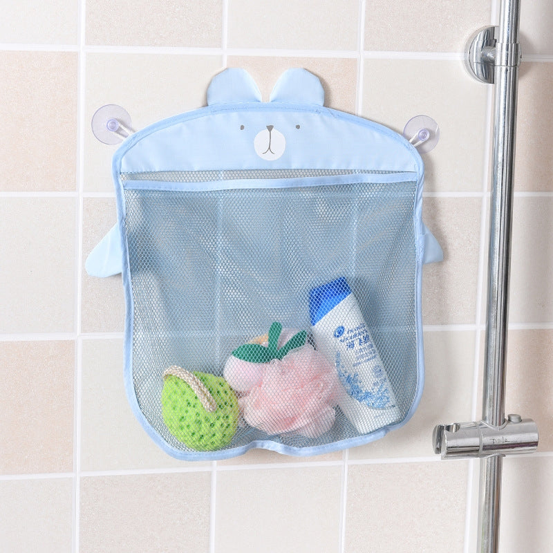 ELECTROPRIME Cartoon Wall Hanging Kitchen Bathroom Storage Bags Knitted Net Mesh Bag Baby Bath Toys Shampoo Organizer(Pink)
