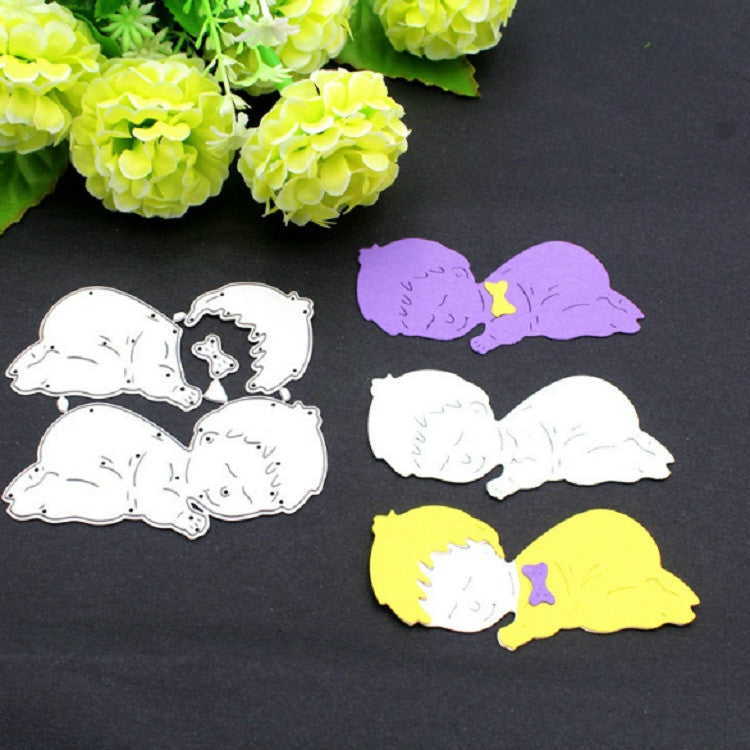ELECTROPRIME Sleeping Baby Knife Mold DIY Cutting Book Album Greeting Card Making Mold(Silver)