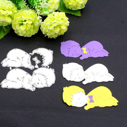 ELECTROPRIME Sleeping Baby Knife Mold DIY Cutting Book Album Greeting Card Making Mold(Silver)