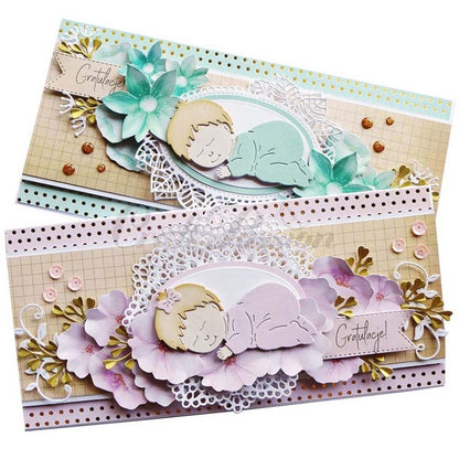 ELECTROPRIME Sleeping Baby Knife Mold DIY Cutting Book Album Greeting Card Making Mold(Silver)