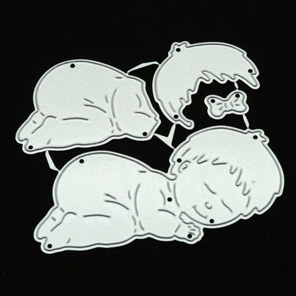 ELECTROPRIME Sleeping Baby Knife Mold DIY Cutting Book Album Greeting Card Making Mold(Silver)