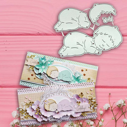 ELECTROPRIME Sleeping Baby Knife Mold DIY Cutting Book Album Greeting Card Making Mold(Silver)
