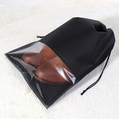 ELECTROPRIME 10 PCS Waterproof Shoes Storage Bag Pouch Portable Travel Organizer Drawstring Bag Cover Non-Woven Organizer, Size:32x44cm(Black)