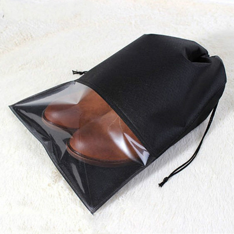 ELECTROPRIME 10 PCS Waterproof Shoes Storage Bag Pouch Portable Travel Organizer Drawstring Bag Cover Non-Woven Organizer, Size:27x36cm(Black)