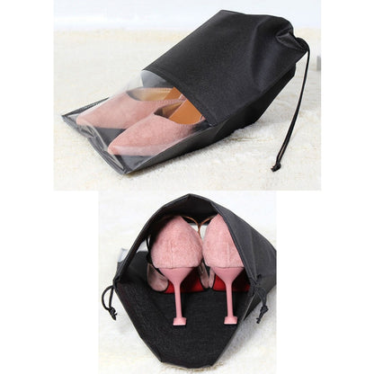 ELECTROPRIME 10 PCS Waterproof Shoes Storage Bag Pouch Portable Travel Organizer Drawstring Bag Cover Non-Woven Organizer, Size:27x36cm(Black)
