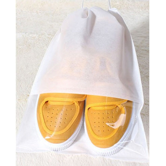 ELECTROPRIME 10 PCS Waterproof Shoes Storage Bag Pouch Portable Travel Organizer Drawstring Bag Cover Non-Woven Organizer, Size:27x36cm(White)
