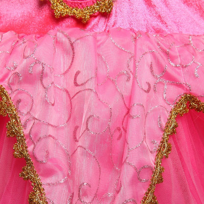 ELECTROPRIME Girls Dress Halloween Cosplay Sleeping Beauty Princess Dresses Christmas Costume Party Children Kids Clothing, Size:110cm(Pink)