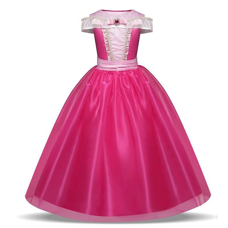 ELECTROPRIME Girls Dress Halloween Cosplay Sleeping Beauty Princess Dresses Christmas Costume Party Children Kids Clothing, Size:120cm(Pink)