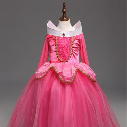 ELECTROPRIME Girls Dress Halloween Cosplay Sleeping Beauty Princess Dresses Christmas Costume Party Children Kids Clothing, Size:120cm(Pink)