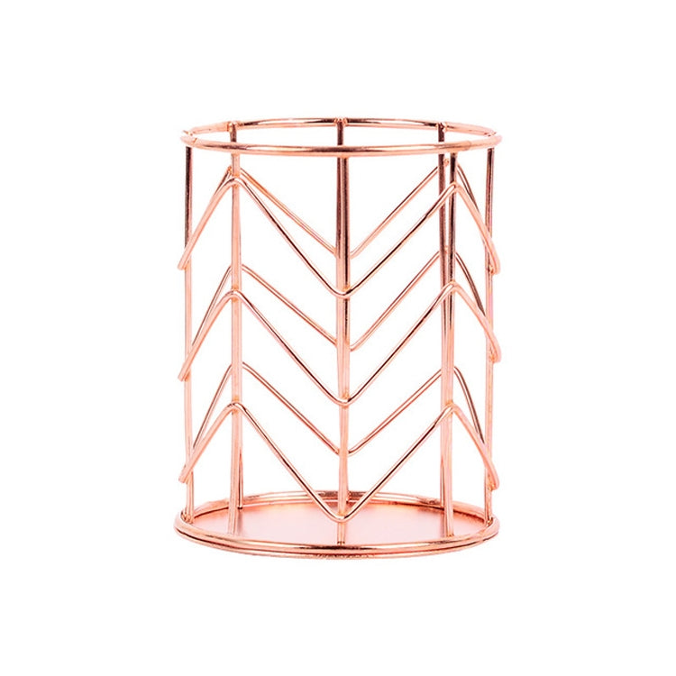 ELECTROPRIME Hollow Iron Pen Holder Makeup Brushes Storage Desk Organizer Container(Rose Gold)