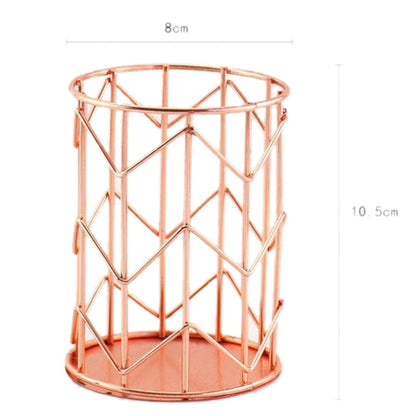 ELECTROPRIME Hollow Iron Pen Holder Makeup Brushes Storage Desk Organizer Container(Rose Gold)