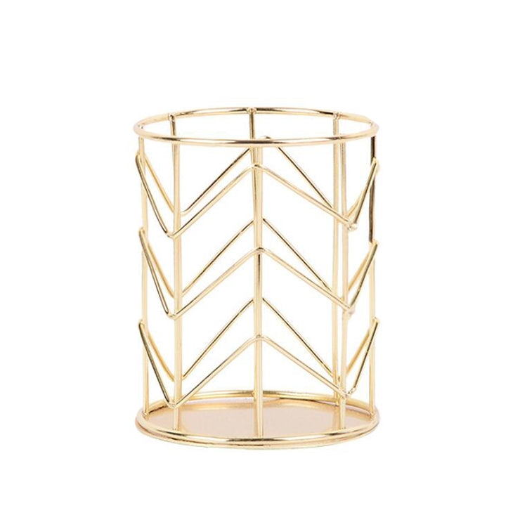 ELECTROPRIME Hollow Iron Pen Holder Makeup Brushes Storage Desk Organizer Container(Gold)