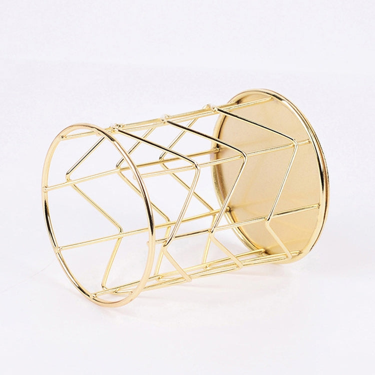 ELECTROPRIME Hollow Iron Pen Holder Makeup Brushes Storage Desk Organizer Container(Gold)