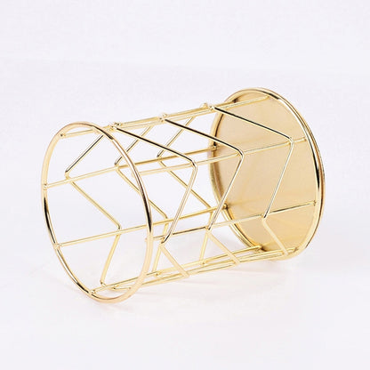 ELECTROPRIME Hollow Iron Pen Holder Makeup Brushes Storage Desk Organizer Container(Gold)