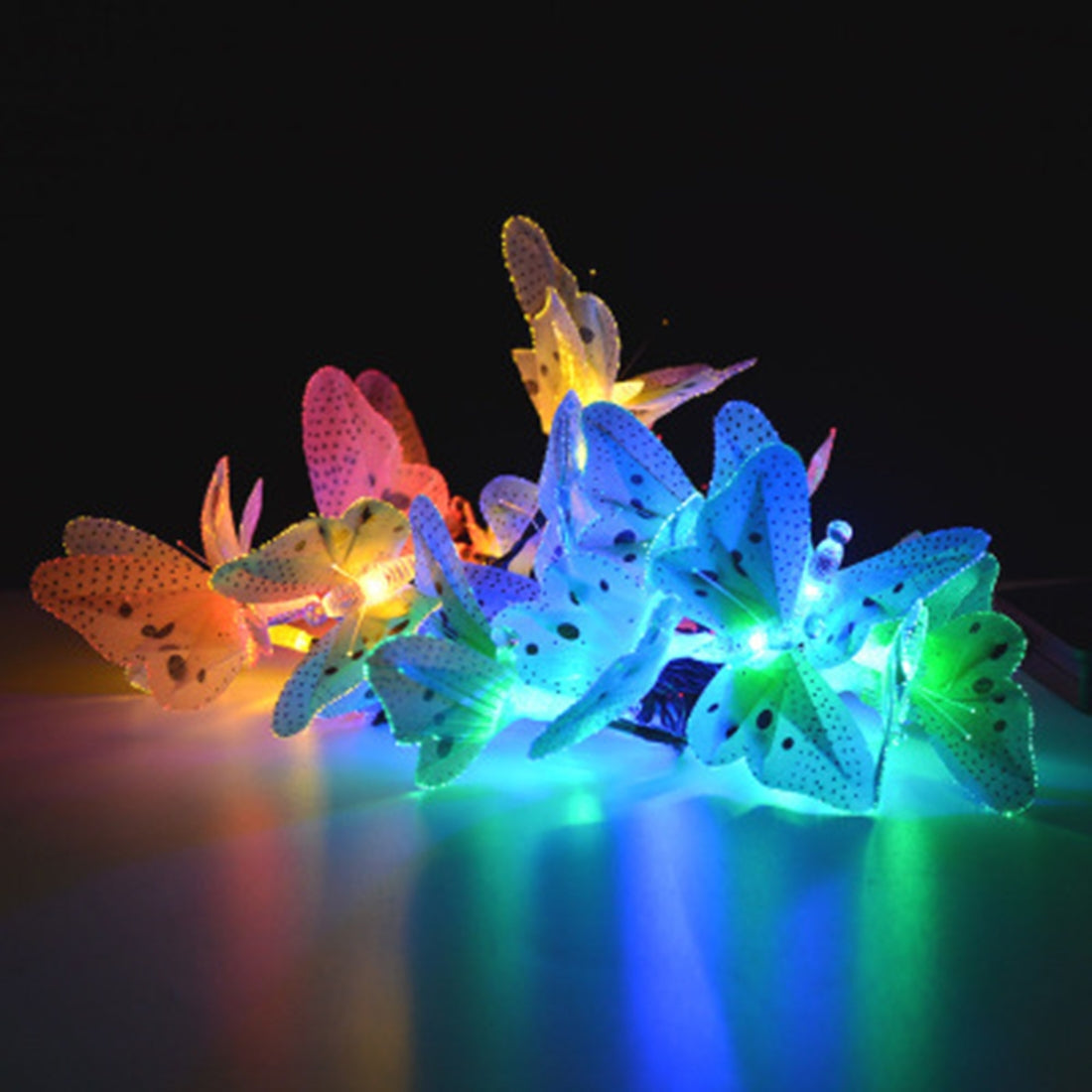 ELECTROPRIME Solar Powered Butterfly Fiber Optic Fairy String Waterproof Christmas Outdoor Garden Holiday Lights, Size:4m 12LEDs