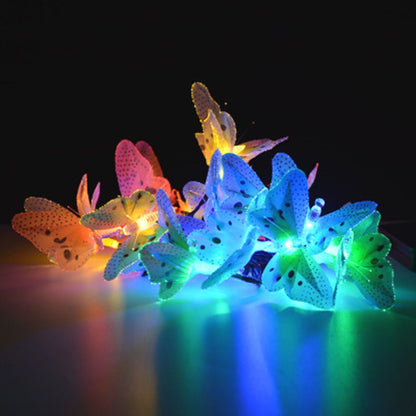 ELECTROPRIME Solar Powered Butterfly Fiber Optic Fairy String Waterproof Christmas Outdoor Garden Holiday Lights, Size:4m 12LEDs