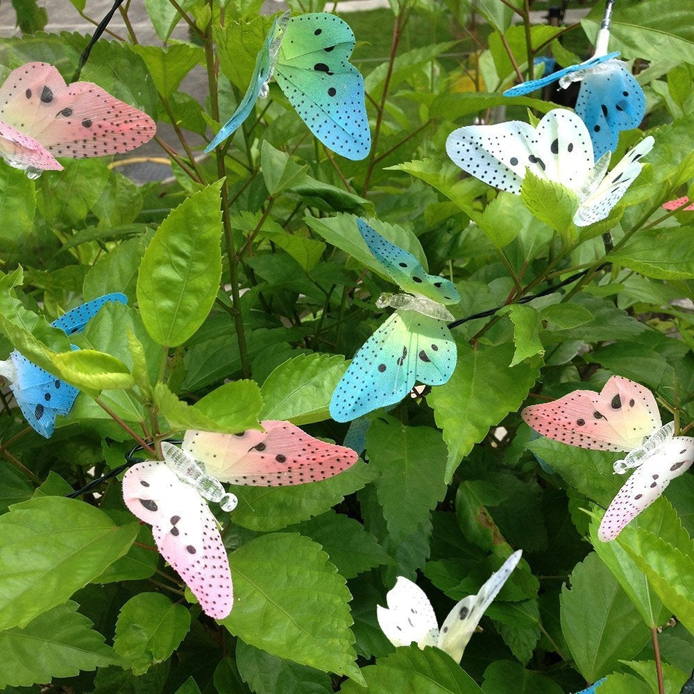 ELECTROPRIME Solar Powered Butterfly Fiber Optic Fairy String Waterproof Christmas Outdoor Garden Holiday Lights, Size:4m 12LEDs