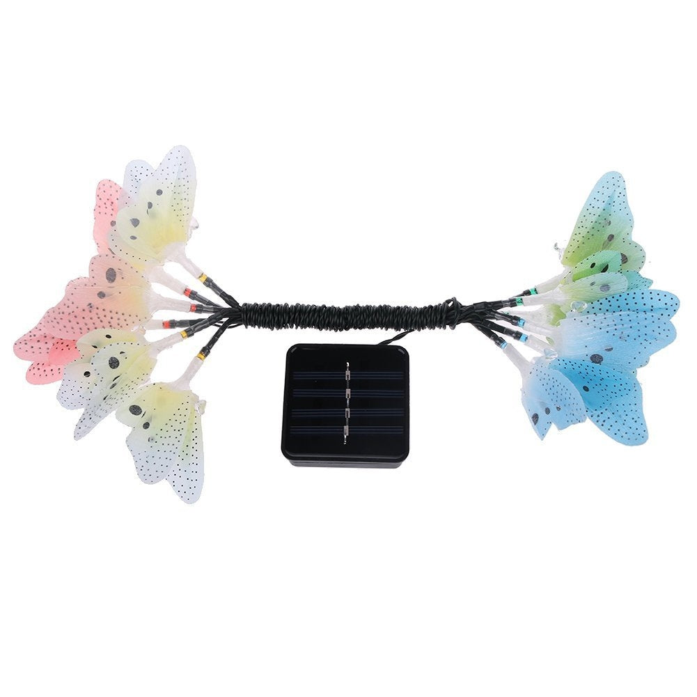 ELECTROPRIME Solar Powered Butterfly Fiber Optic Fairy String Waterproof Christmas Outdoor Garden Holiday Lights, Size:5m 20LEDs