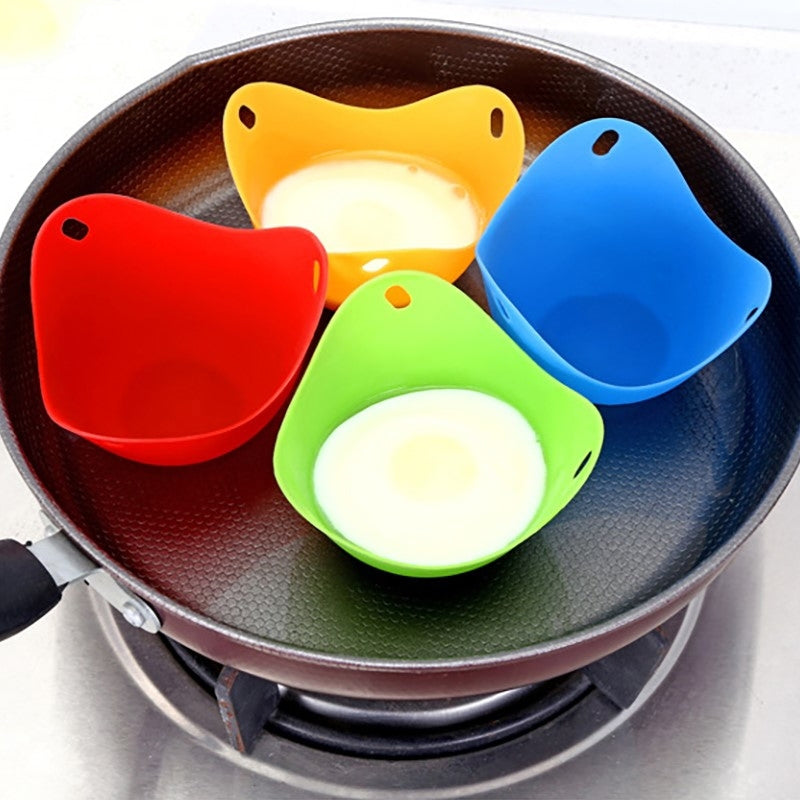 ELECTROPRIME Silicone Egg Cooker Egg Bracket Kitchen Tools Pancake Cookware Bakeware Steam Eggs Plate Tray 4 pieces of steamed egg