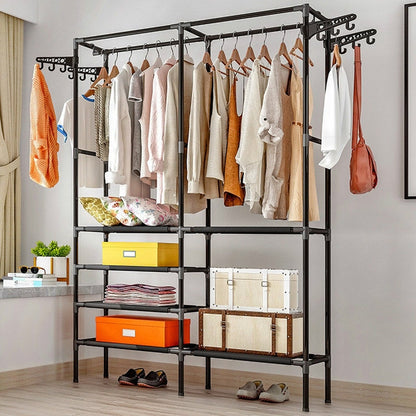 ELECTROPRIME Bedroom Floor Simple Mobile Coat Rack Hanger(Black)