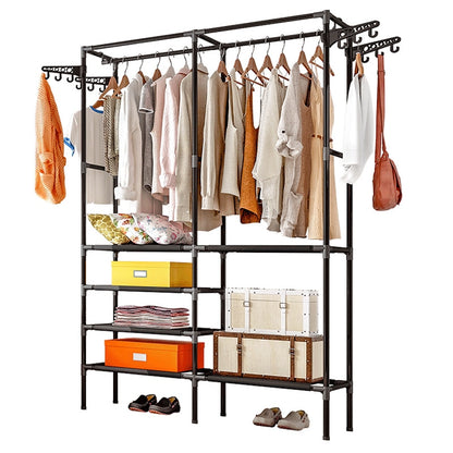 ELECTROPRIME Bedroom Floor Simple Mobile Coat Rack Hanger(Black)