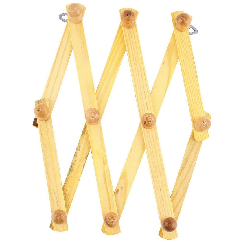 ELECTROPRIME Solid Wooden Retractable Wall Hanging Folding Coat Rack Drying Rack