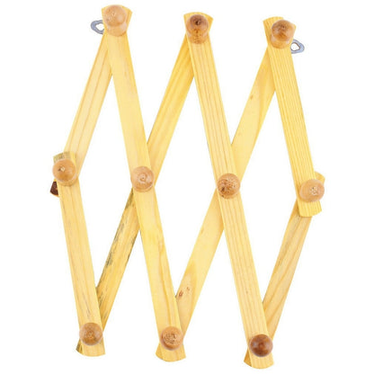 ELECTROPRIME Solid Wooden Retractable Wall Hanging Folding Coat Rack Drying Rack