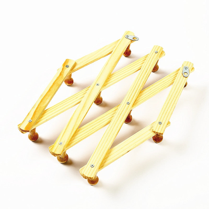 ELECTROPRIME Solid Wooden Retractable Wall Hanging Folding Coat Rack Drying Rack